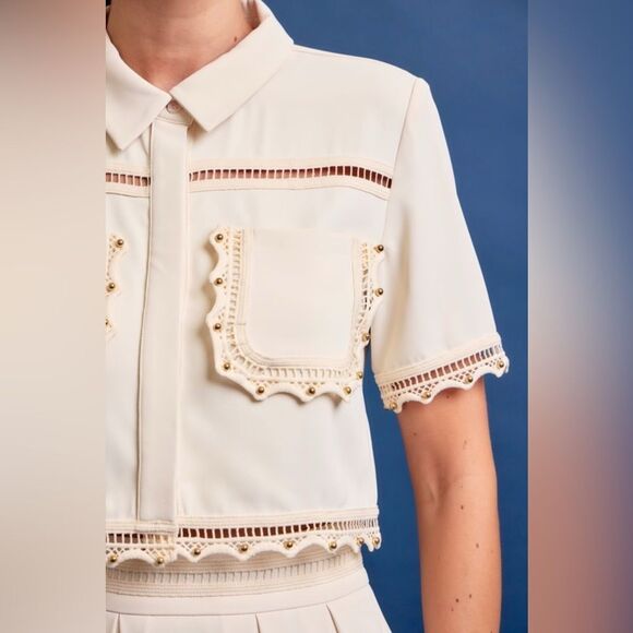 503. Chic Cream Two-Piece Skirt and Top Set - Picture 7 of 10